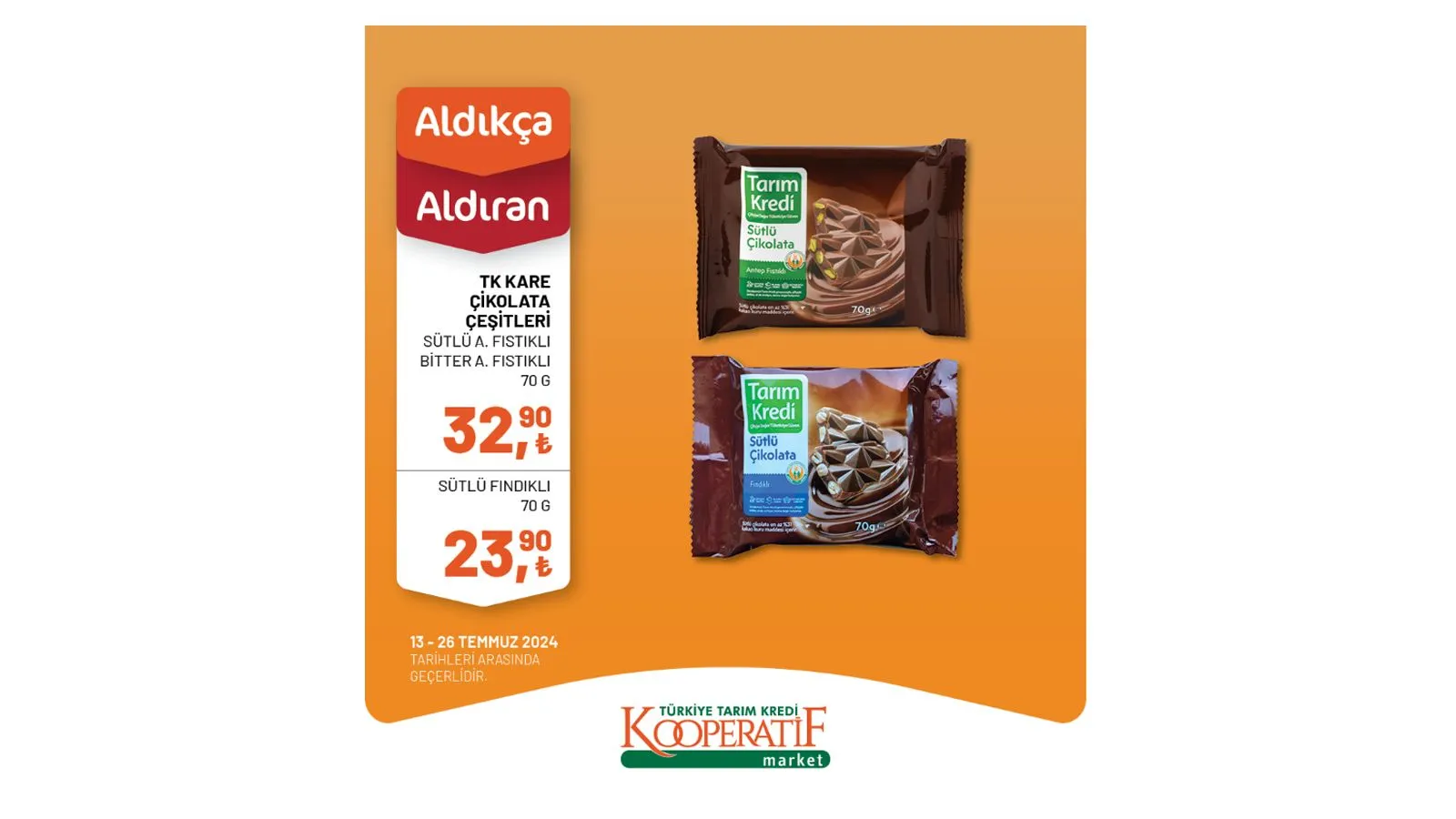 Zeytin, peynir çeşitleri, kaşar peyniri, salça, zeytinyağı, kırmızı mercimek gibi pek çok üründe fiyatların indirimli olduğu Tarım Kredi Market kampanyası yalnızca 13 - 26 Temmuz tarihleri arasında geçerli olacak. Kaçırılmayacak fırsatlar sunan Tarım Kredi Market'in indirimli ürünler listesini sizler için derledik.