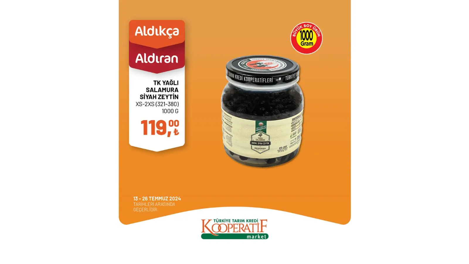 Zeytin, peynir çeşitleri, kaşar peyniri, salça, zeytinyağı, kırmızı mercimek gibi pek çok üründe fiyatların indirimli olduğu Tarım Kredi Market kampanyası yalnızca 13 - 26 Temmuz tarihleri arasında geçerli olacak. Kaçırılmayacak fırsatlar sunan Tarım Kredi Market'in indirimli ürünler listesini sizler için derledik.