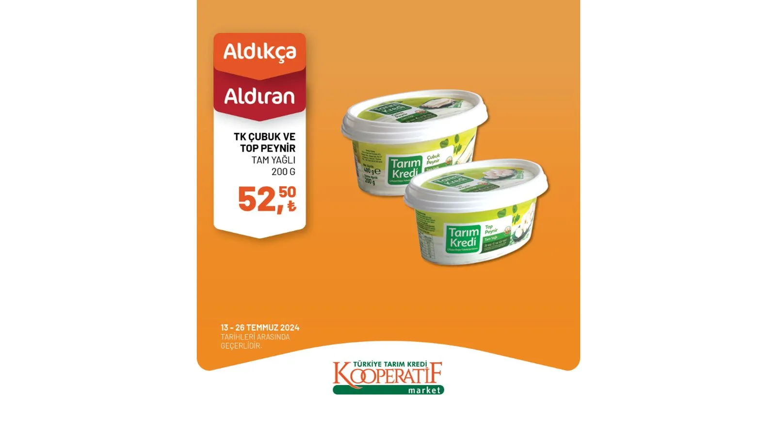 Zeytin, peynir çeşitleri, kaşar peyniri, salça, zeytinyağı, kırmızı mercimek gibi pek çok üründe fiyatların indirimli olduğu Tarım Kredi Market kampanyası yalnızca 13 - 26 Temmuz tarihleri arasında geçerli olacak. Kaçırılmayacak fırsatlar sunan Tarım Kredi Market'in indirimli ürünler listesini sizler için derledik.