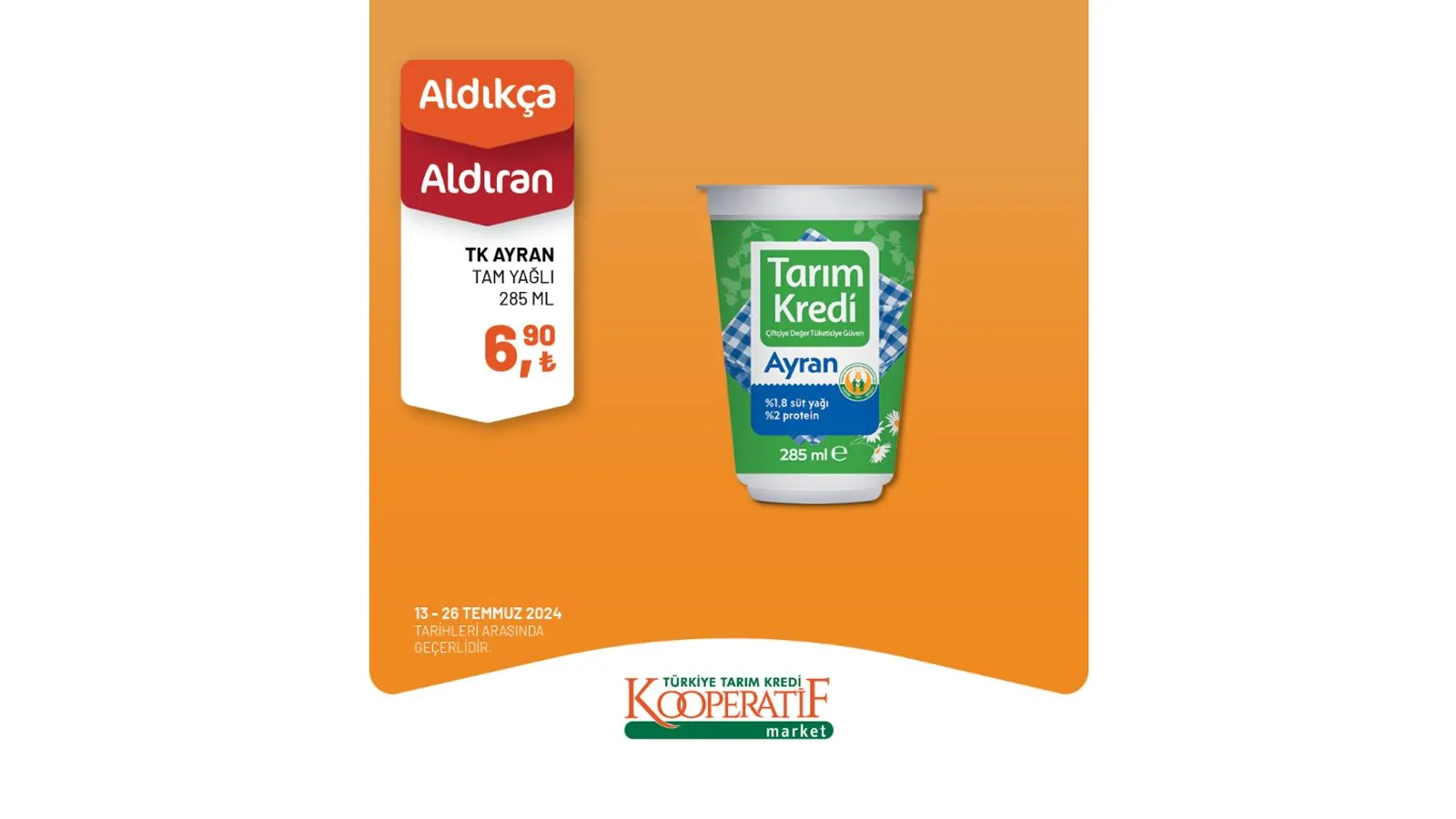 Zeytin, peynir çeşitleri, kaşar peyniri, salça, zeytinyağı, kırmızı mercimek gibi pek çok üründe fiyatların indirimli olduğu Tarım Kredi Market kampanyası yalnızca 13 - 26 Temmuz tarihleri arasında geçerli olacak. Kaçırılmayacak fırsatlar sunan Tarım Kredi Market'in indirimli ürünler listesini sizler için derledik.