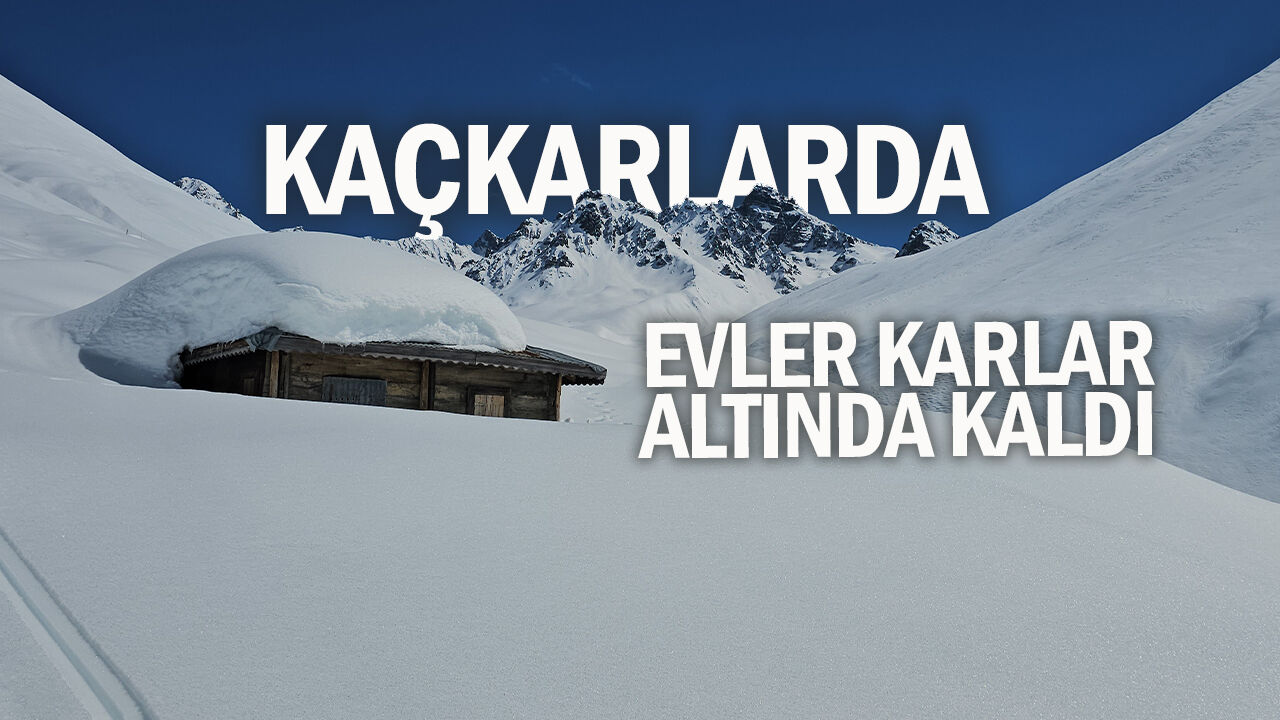 Rize'de karlar altında kalan yayla evleri havadan görüntülendi