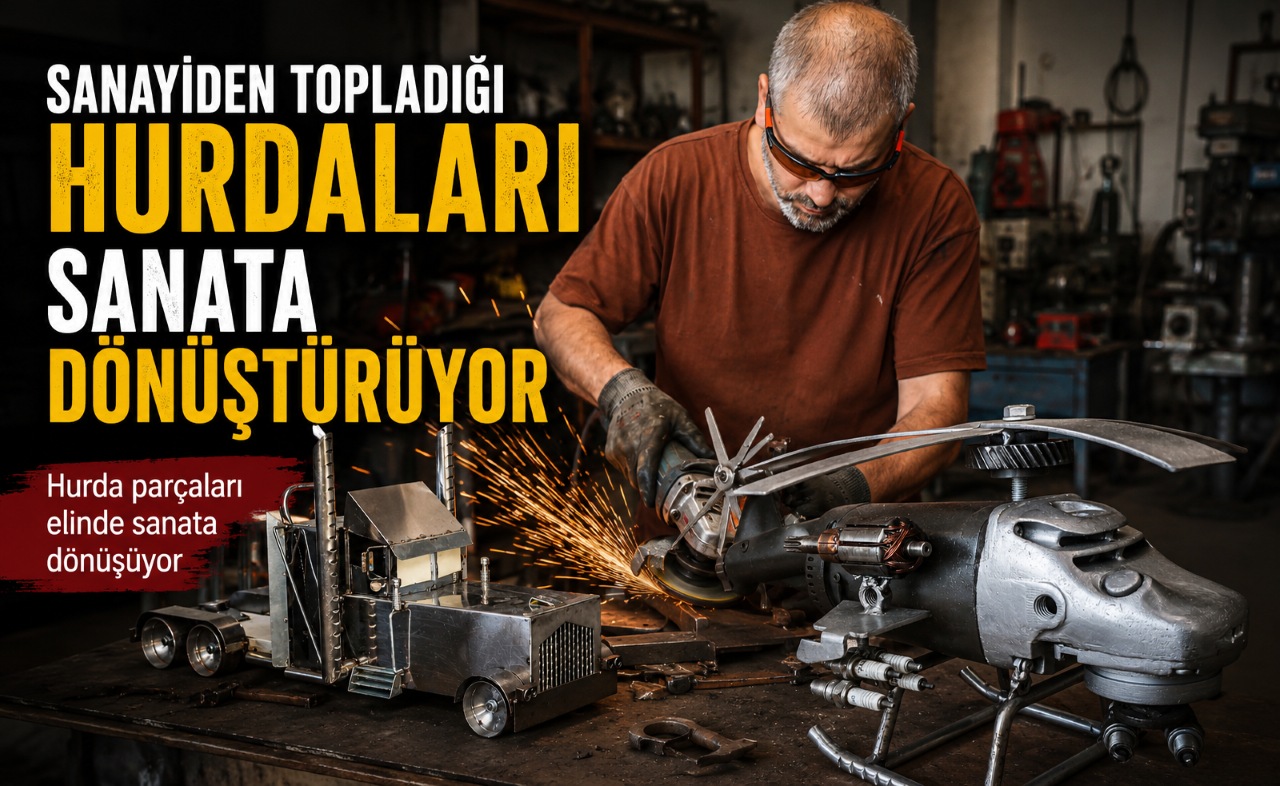 Hurda parçalarını sanata dönüştürüyor