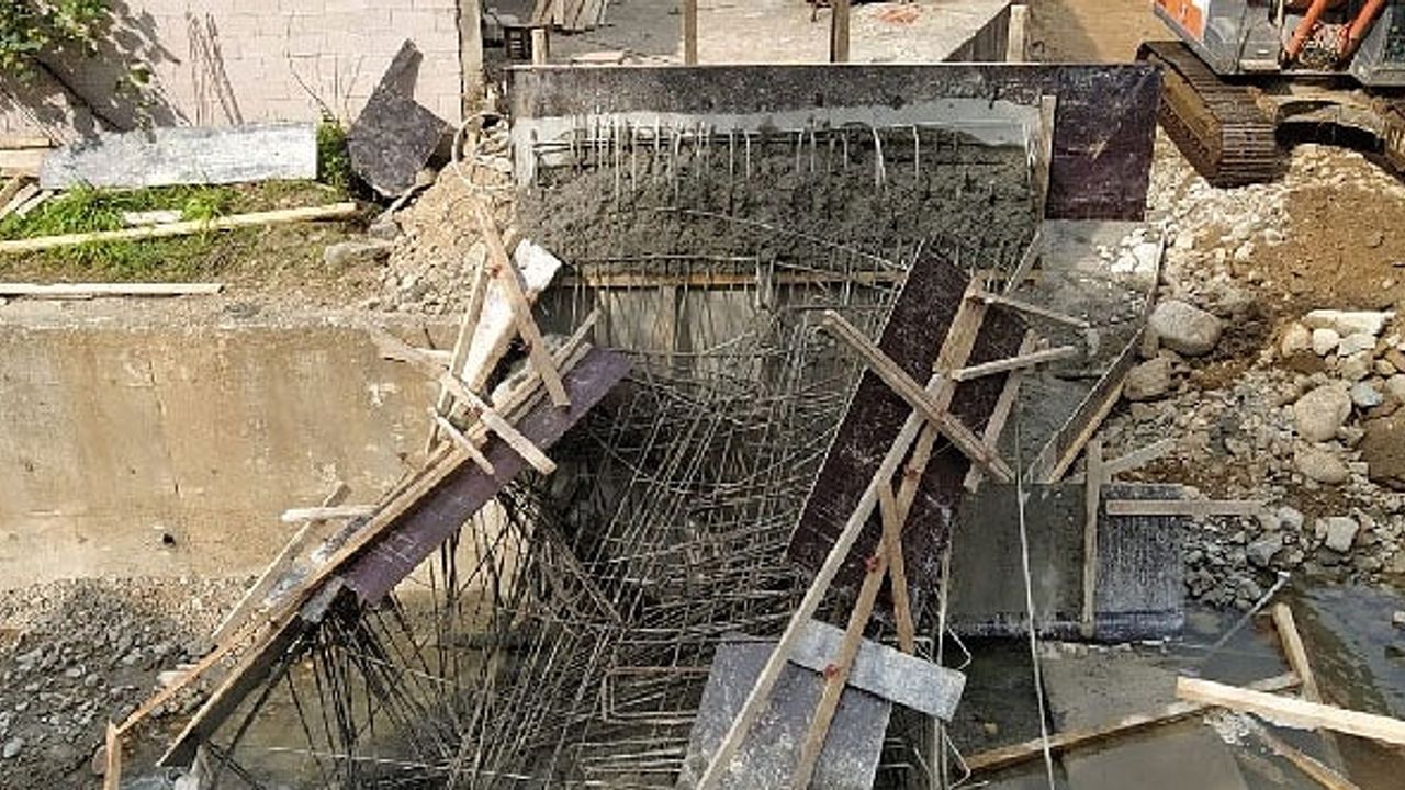 Rize'de inşaat halindeki köprü çöktü: 3 yaralı