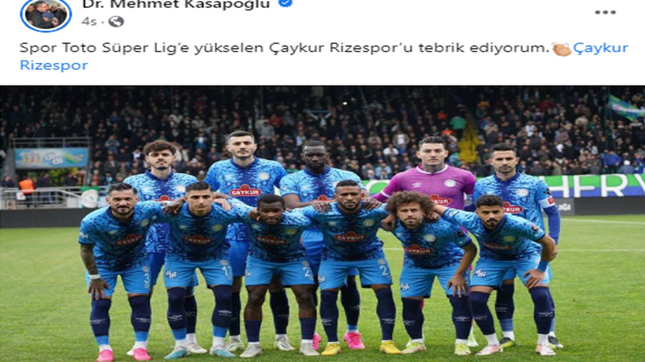 Gençlik ve Spor Bakanı Kasapoğlu, Çaykur Rizespor'u kutladı