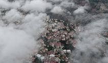 Artvin'i kaplayan sis bulutu havadan görüntülendi