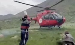 Yaylada rahatsızlanan hasta helikopter ile alındı