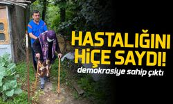 80 yaşındaki Çayelili Hatice nine demokrasi için sandığa gitti
