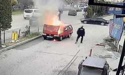 Karabük'te  seyir halindeki otomobil yandı