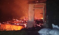 Rize'de gece saatlerinde ahşap evde yangın meydana geldi