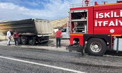 Çorum'da yanan kamyon itfaiye tarafından söndürüldü