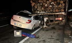 Karabük'te tomruk yüklü kamyona arkadan çarpan otomobilin sürücüsü yaralandı