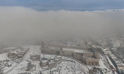 Erzurum’da sis; kent havadan dronla görüntülendi