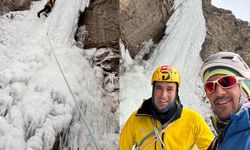 Erzurum’da Dağcılar buz tutan şelalelere tırmandı