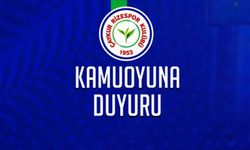 Çaykur Rizespor’dan Kamuoyuna Duyuru