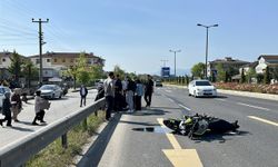 Düzce'de motosiklet ile elektrikli bisikletin çarpıştığı kaza güvenlik kamerasında