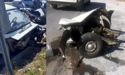 İkiye bölünen araçtan sağ salim çıktılar