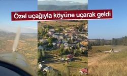 Özel uçağıyla köyüne indi! Gümüşhaneli iş insanından heyecan yaratan iniş