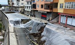 Rize'de çöken yolda önlem