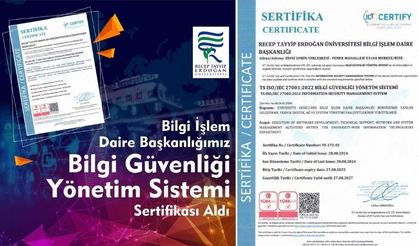 Recep Tayyip Erdoğan Üniversitesi ISO 27001 Sertifikası Aldı