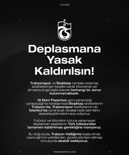 Trabzonspor'dan deplasman yasağının kaldırılması çağrısı