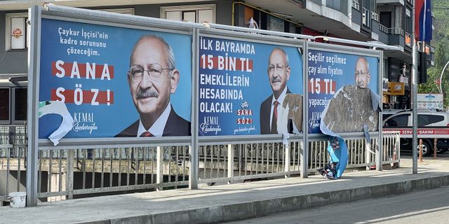 Rize'deki Kılıçdaroğlu afişlerine saldırı!