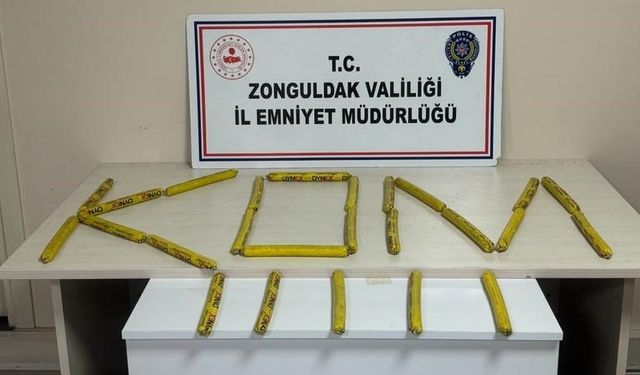 Zonguldak'ta bir araçta 25 dinamit ele geçirildi