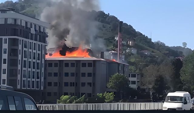 Çayeli’nde eski rehabilitasyon binasının çatısında çıkan yangın korkuttu!