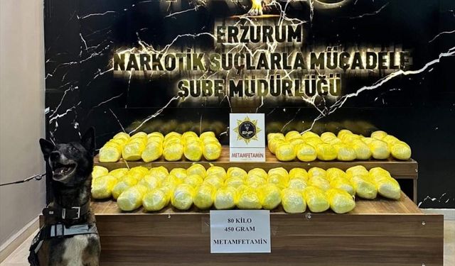 Erzurum'da 80 kilo 450 gram sentetik uyuşturucu ele geçirildi