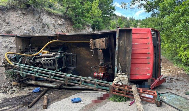 Artvin'de kamyonun devrildiği kazada 1 kişi öldü, 2 kişi yaralandı