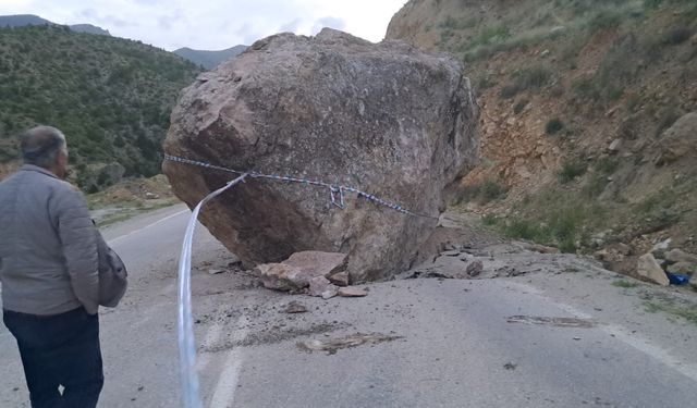 Artvin'de kara yoluna düşen kaya ulaşımı tek şeride düşürdü