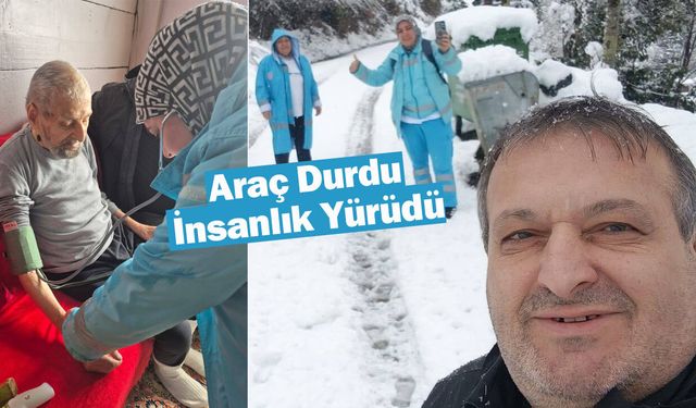 Çayeli'nde karlı yollar aşıldı, sağlık hizmeti yaya olarak ulaştı