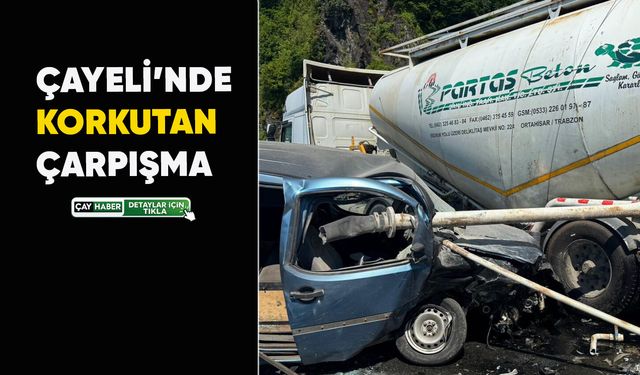 Çayeli Tüneli Çıkışında Korkutan Kaza