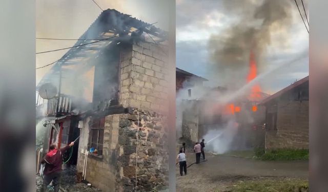 Rize'de çıkan yangında müstakil ev kullanılamaz hale geldi