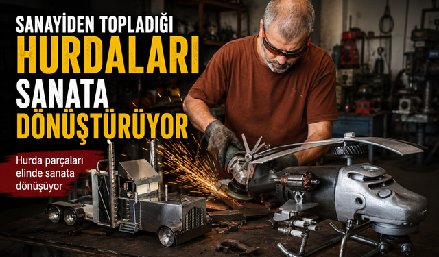 Rize’de usta ellerden hurda sanatı: Helikopter ve tır maketi yapıyor