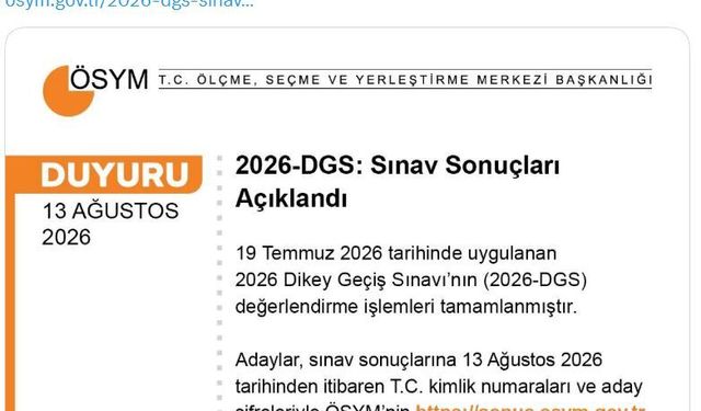 2026-DGS sonuçları açıklandı