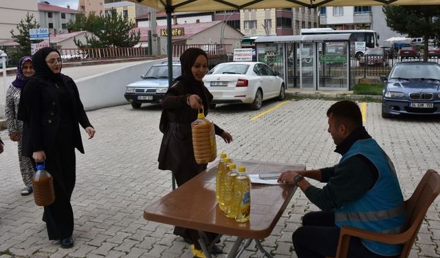 Gümüşhane'de biriktirilen atık yağlar ödüle dönüşüyor