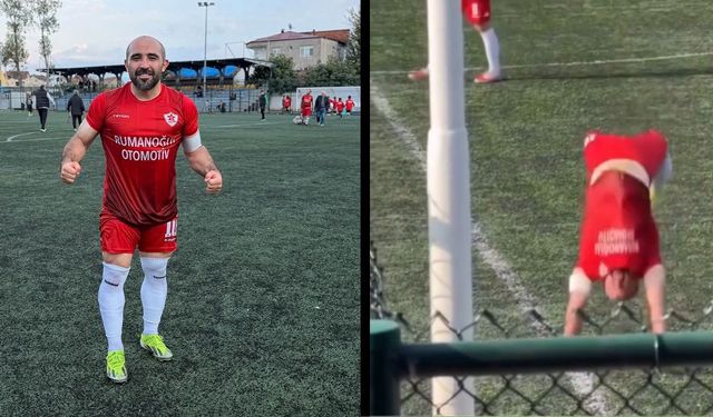 Ordu'da amatör futbolcunun "11 taklalı" gol sevinci