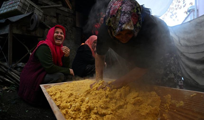 Köydekiler Köşeli ailesinin pişirip dağıttığı bal kabaklı mısır ekmeğini bekliyor