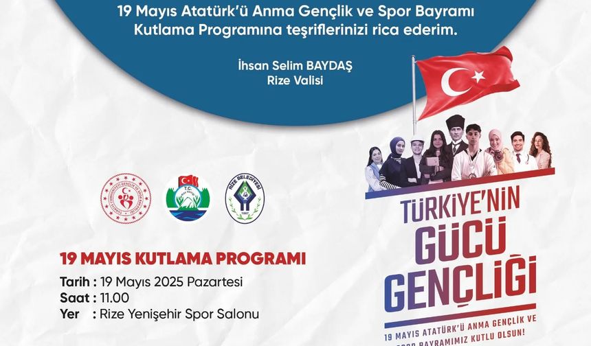 Rize'de 19 Mayıs Coşkusu Yenişehir Spor Salonu'nda Yaşanacak