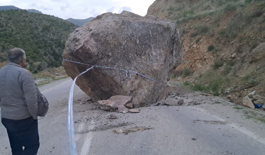 Artvin'de kara yoluna düşen kaya ulaşımı tek şeride düşürdü