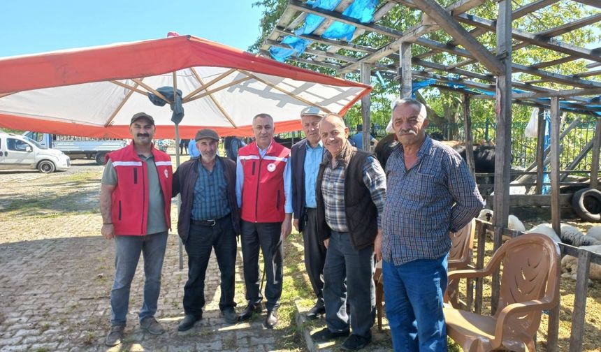 Salıpazarı'nda kurban satış yerinde denetim yapıldı
