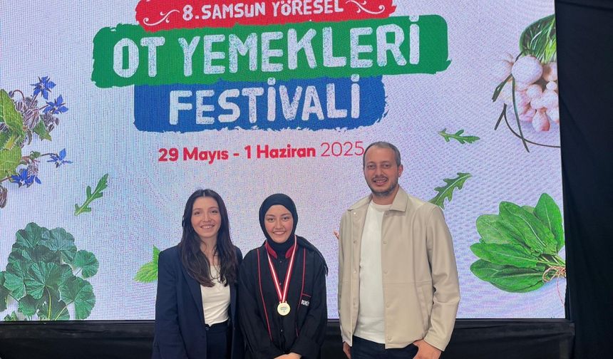 Samsun'da lise öğrencisi "Otlu Lezzetler Yarışması"nda altın madalya kazandı