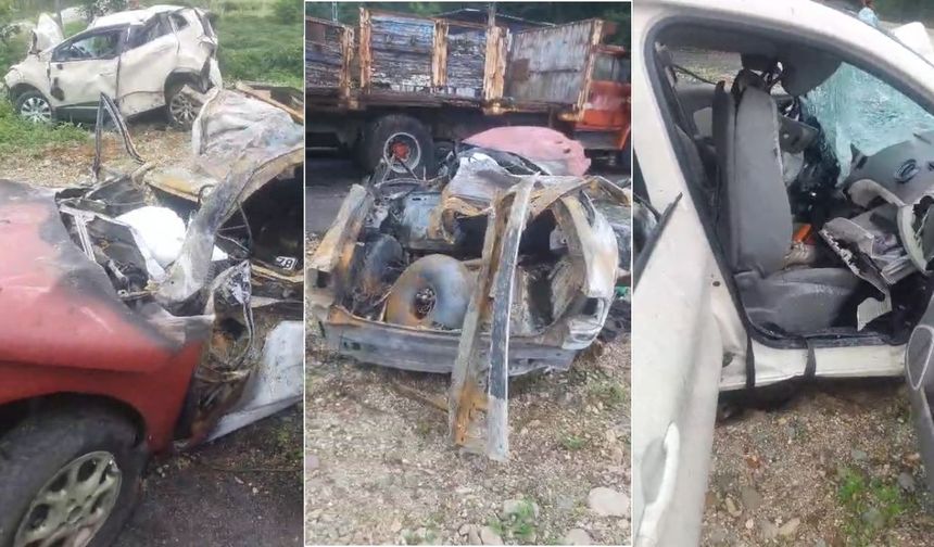 Kaza yapan otomobil öyle bir hale geldi ki: İşte görüntüleri