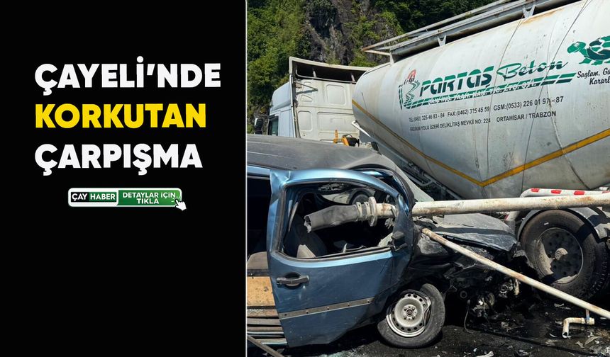 Çayeli Tüneli Çıkışında Korkutan Kaza