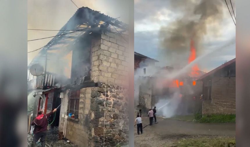 Rize'de çıkan yangında müstakil ev kullanılamaz hale geldi