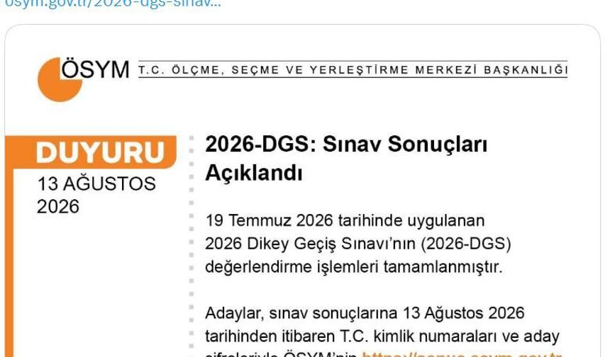 2026-DGS sonuçları açıklandı