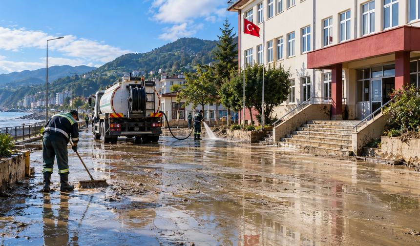 İyidere’de sel sonrası 8 okulda eğitime bir gün ara verildi