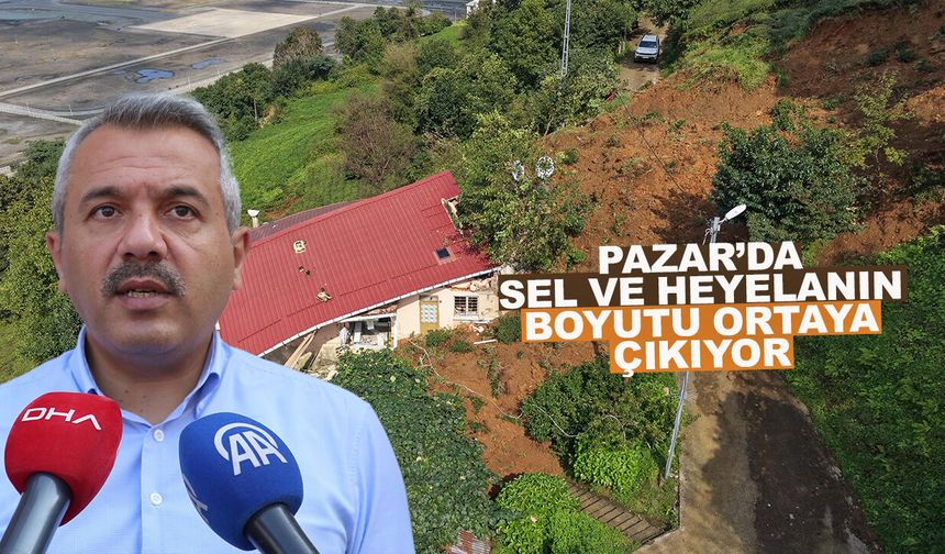Rize Valisi Baydaş, taşkın ve heyelan yaşanan Pazar'da incelemelerde bulundu