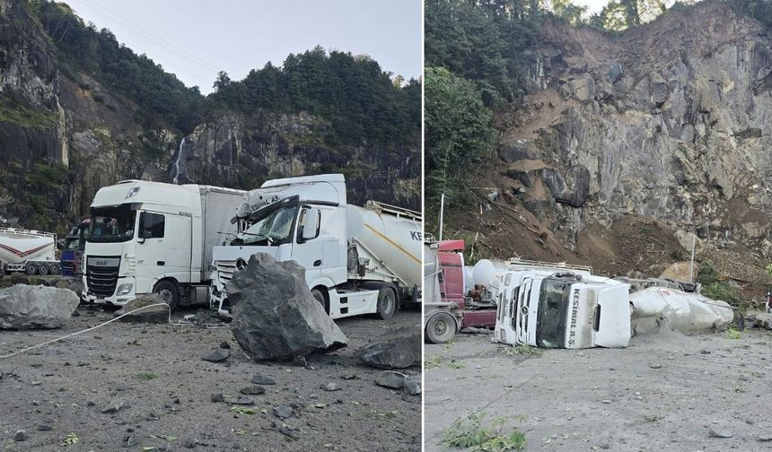 Hopa'da TIR parkında heyelan: 1 ölü