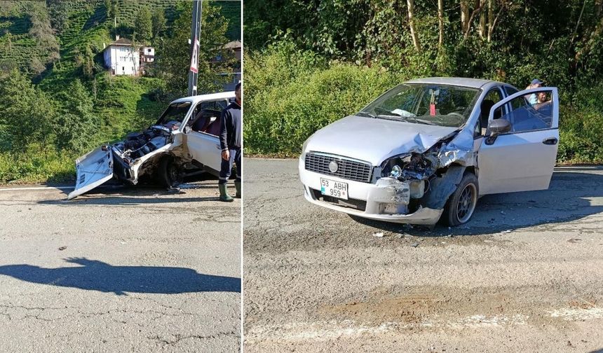 Çayeli Büyükköy Beldesinde İki Araç Çarpıştı